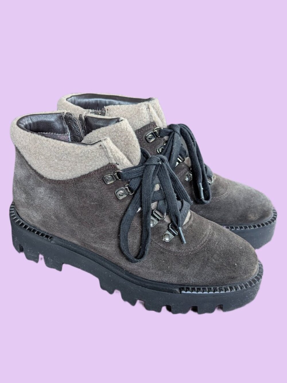 Aquatalia Women's Suede Zip up Lace Up Boots - Size 7.5